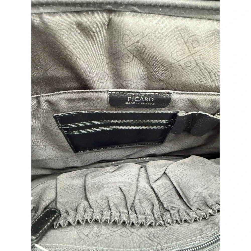 Picard Black Leather Briefcase Slim Laptop Bag Made in Europe NWT